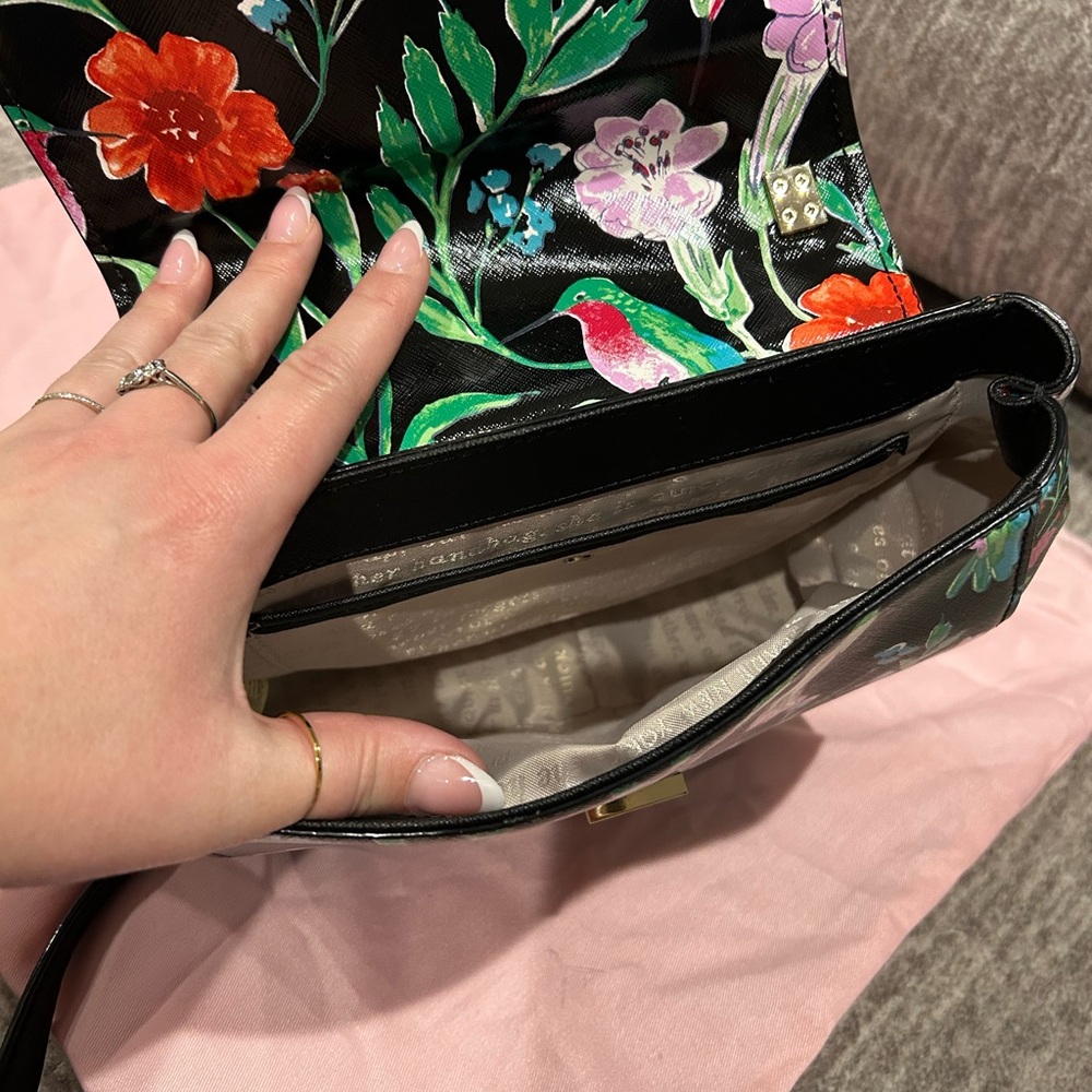 Black Crossbody Bag with Floral Design and Durable Material